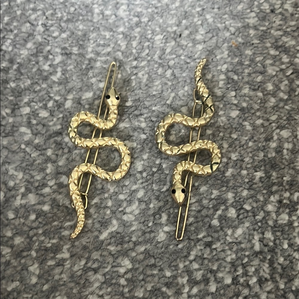 Gold Snake Hair Clips
